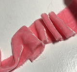 Hand Dyed Pretty Pink Silk Velvet Ribbon ( 4 Widths to choose from)