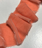 Hand Dyed Pink Peach Silk Velvet Ribbon ( 4 Widths to choose from)