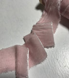 Hand Dyed Lamb's Ear Pink Silk Velvet Ribbon ( 4 Widths to choose from)
