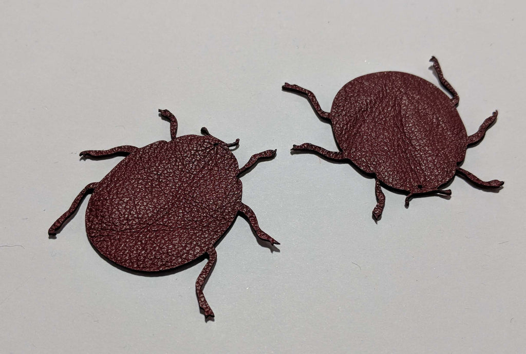 Beetle - Laser Cut Shapes 2 Pc - Dark Red Lambskin Leather