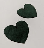 Heart - Laser Cut Shapes 2 Pc - Hunter Green Suede Lambskin Leather