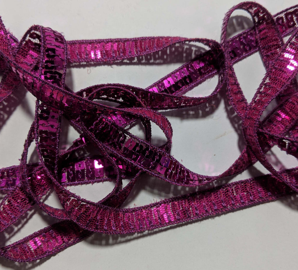 French Metallic Double Row Sequin Ribbon (10mm/ 3/8" wide) (13 Colors to choose from)