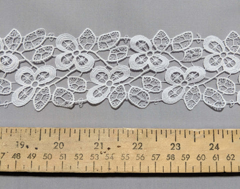 Flowers & Leaves White - Guipure Bridal Lace (2-1/2" wide)