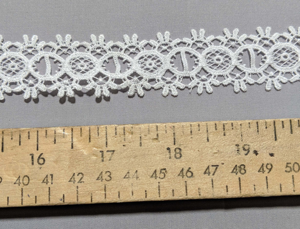 Floral Fagoting Beading White - Guipure Bridal Lace (1-1/8" wide)