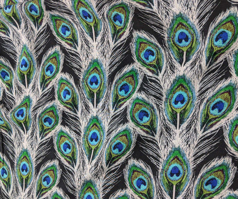 Peacock Feathers Paon Plumes Royal - Art Gallery Fabrics - 100% Rayon