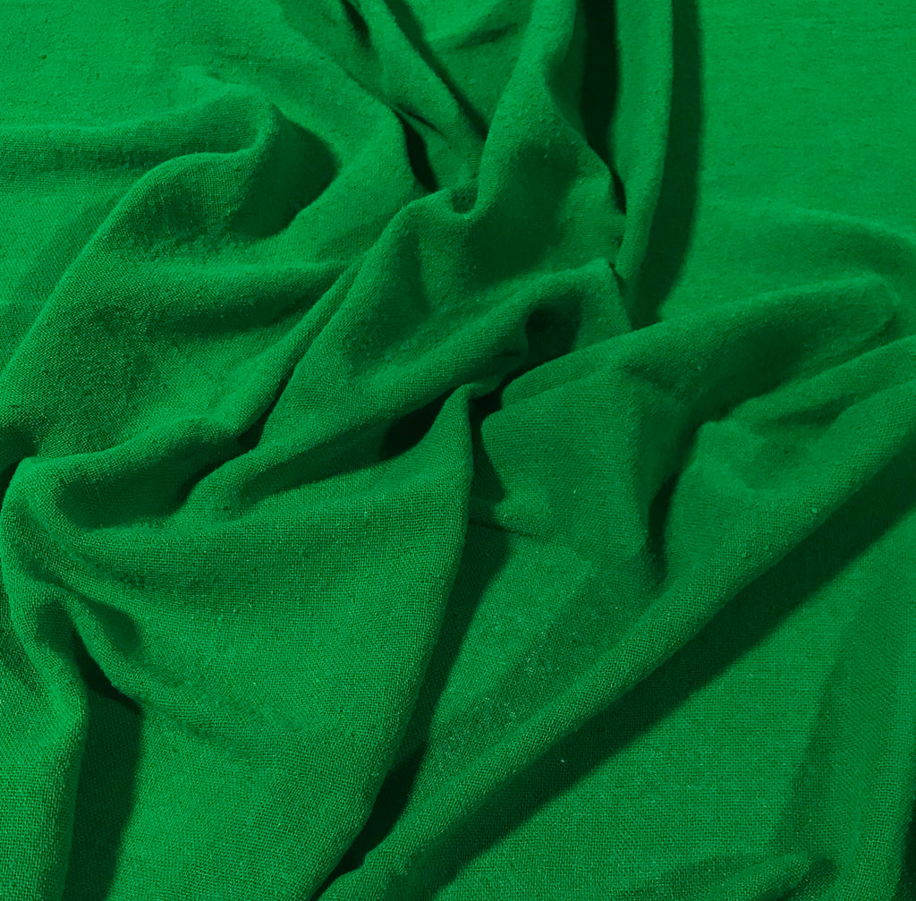 Bright Kelly Green - Hand Dyed Poplin Gauze Silk Noil