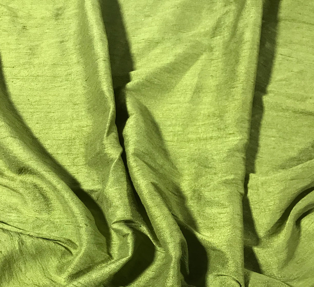 Avocado Green - Hand Dyed Silk Dupioni