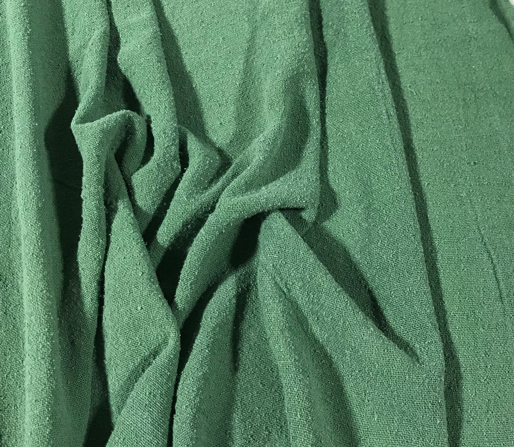 Moss Green - Hand Dyed Poplin Gauze Silk Noil