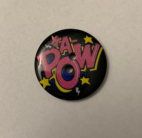 Comic Book Ka-Pow Plastic Button - 22mm / 7/8" - Made in France