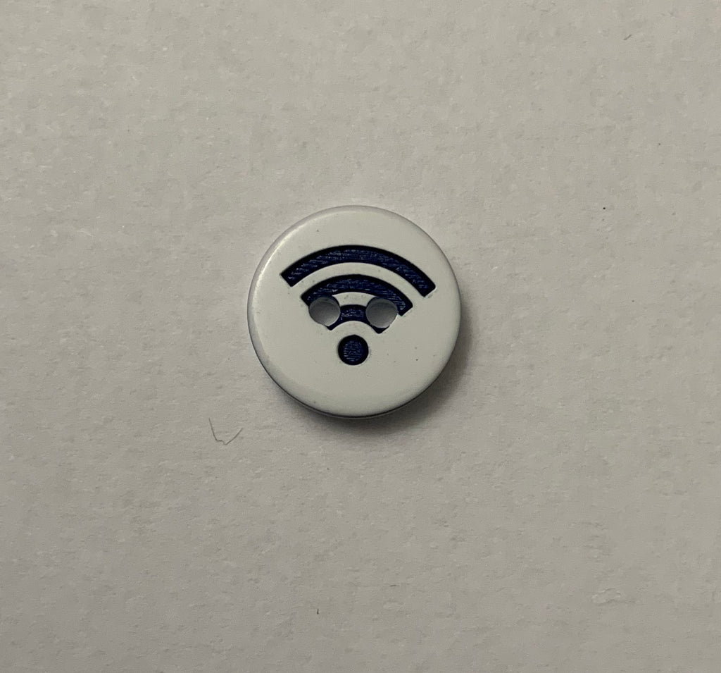 Wifi Symbol Sign Plastic Button - 13mm / 1/2" - Made in France