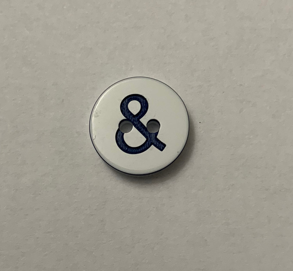 Ampersand & And Sign Plastic Button - 13mm / 1/2" - Made in France