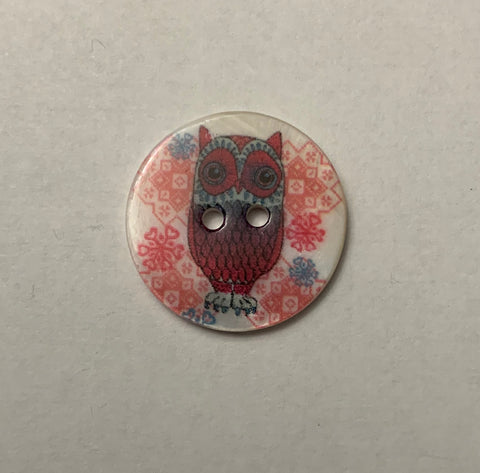 Owl Floral Natural Pearl Shell Button - Made in France (2 Sizes to Choose From)
