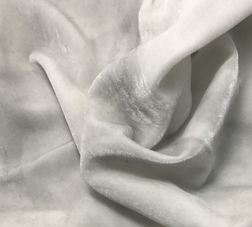 Hand Painted Silk Velvet Fabric - Silver Dust on White (45")
