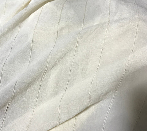 Ecru - Hand Dyed Fagoting in Silk Chiffon Fabric