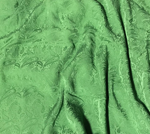 Moss Green Paisley - Hand Dyed Silk Jacquard