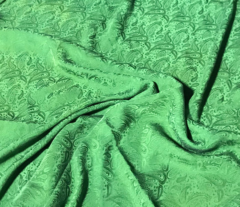 Avocado Green Paisley - Hand Dyed Silk Jacquard