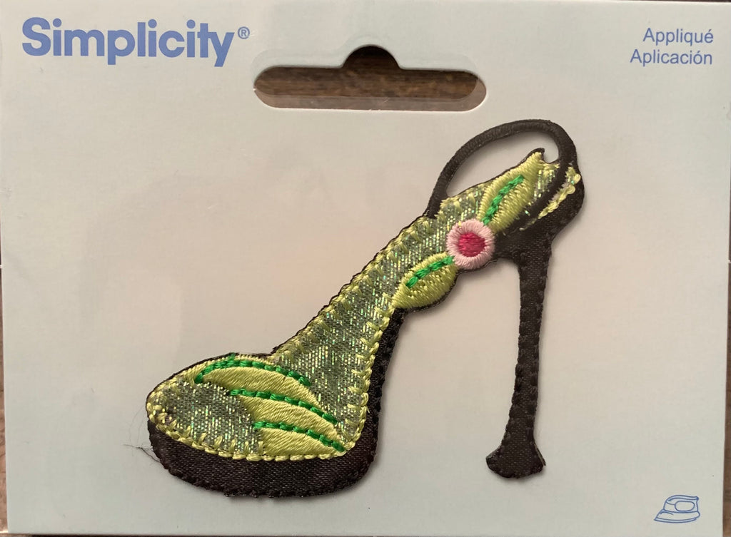 Green High Heeled Shoe - Iron-On Applique by Simplicity