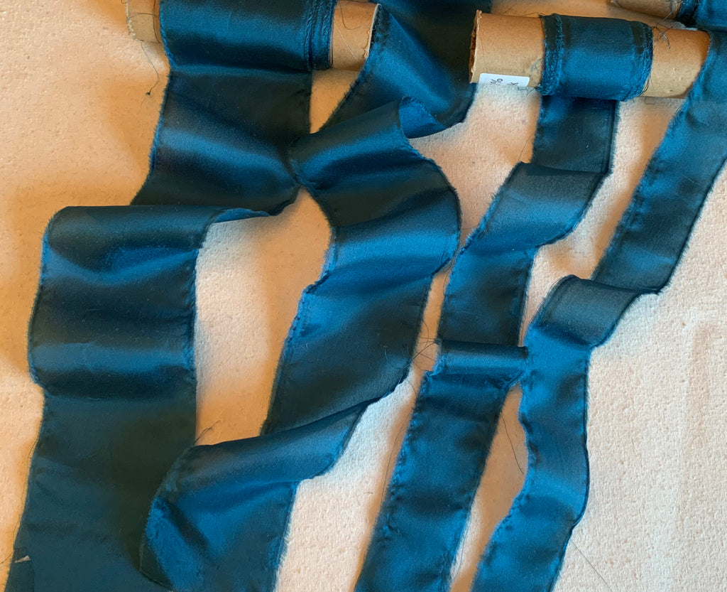 Teal Blue 100% Silk Habotai Ribbon ( 4 Widths to choose from)