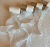 White 100% Silk Sheer Crinkle Chiffon Ribbon ( 4 Widths to choose from)