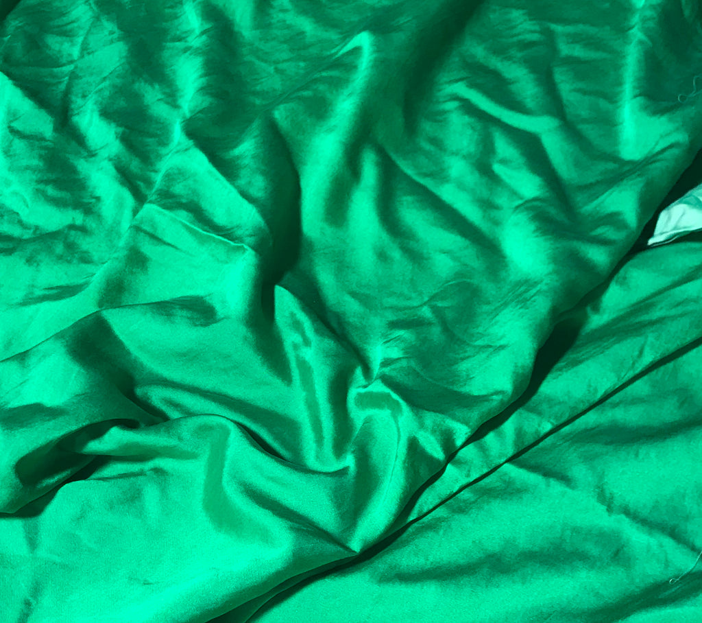 Emerald green satin fabric 100% silk