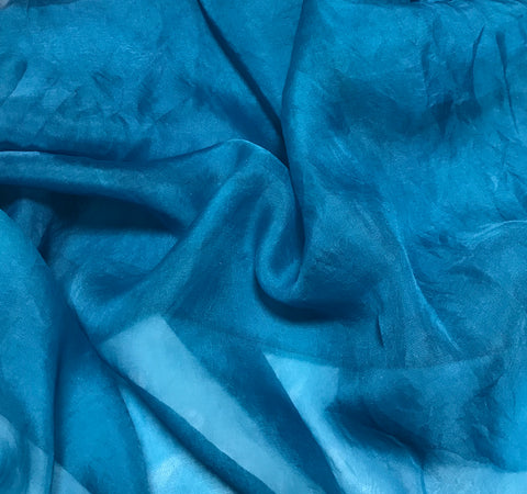 Teal Blue - Hand Dyed Silk Organza