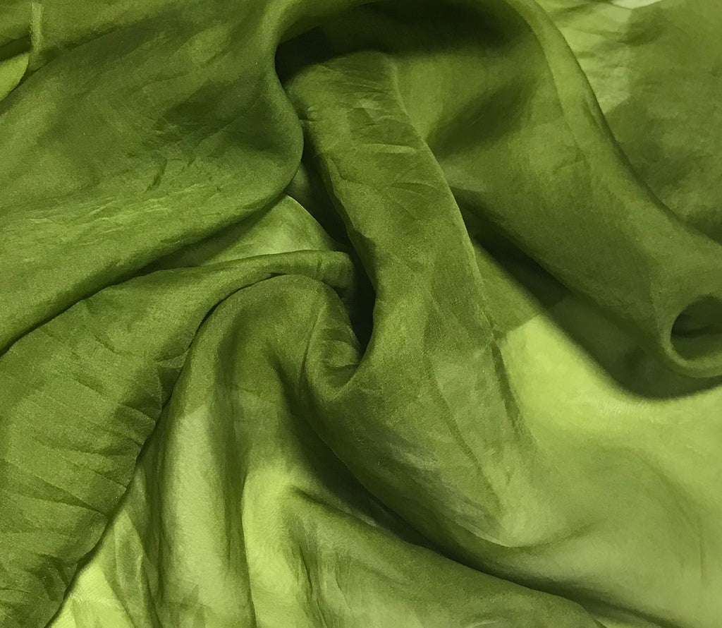 Avocado Green - Hand Dyed Silk Organza