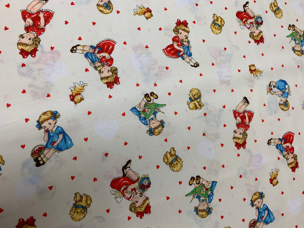 Dear Little World: Margaret & Sophie - Retro Children - Quilt Gate Cotton Shirting Fabric