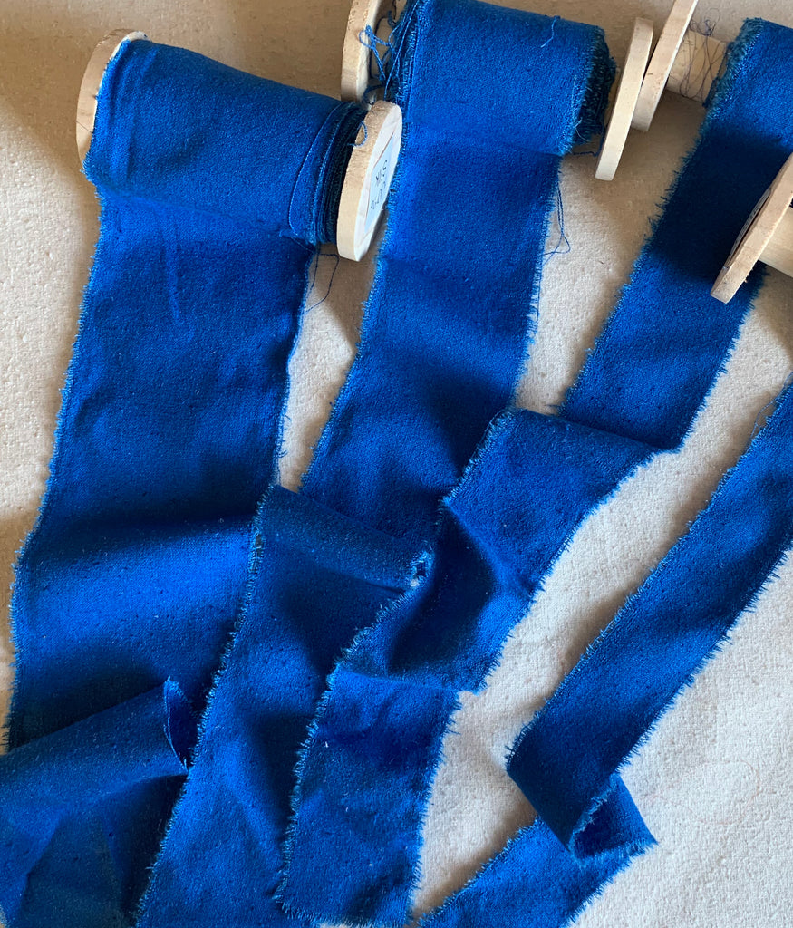 Royal Blue 100% Silk Noil Ribbon ( 4 Widths to choose from)