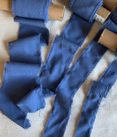 Periwinkle Blue 100% Silk Noil Ribbon ( 4 Widths to choose from)