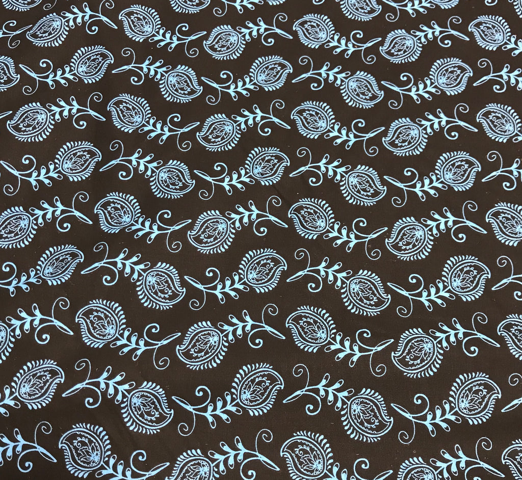 Mixed Medley - Contempo Feathers Blue on Black - Cotton Quilting Fabric
