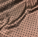 Mahogany Brown & Black Polka Dots - Hand Dyed Silk Charmeuse Fabric