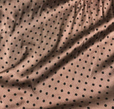 Mahogany Brown & Black Polka Dots - Hand Dyed Silk Charmeuse Fabric