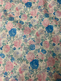 Pink & Blue Peony Flower Garden Floral - Cosmo Japan Cotton Lawn Fabric