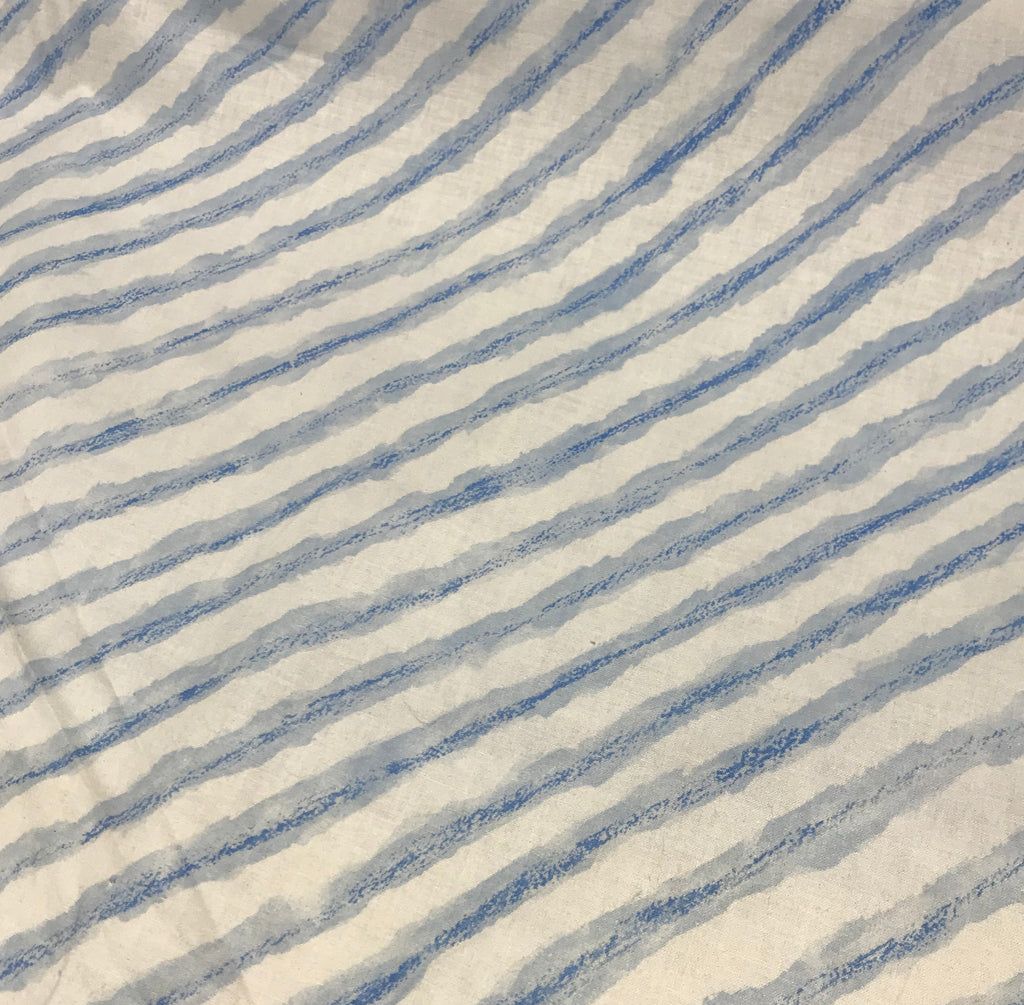 Blue Stripes Strings - Cotton Sateen Decorator Fabric