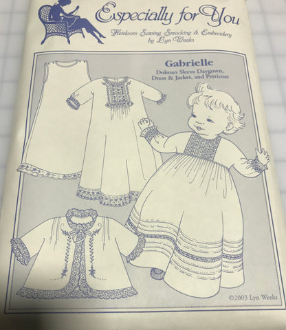 Gabrielle Daygown, Dress, Jacket, Petticoat Size Preemie-18 mos Heirloom Sewing Pattern