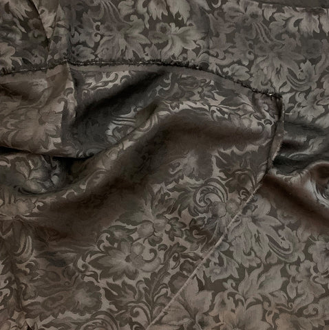 Charcoal Gray Baroque Scroll - Silk Jacquard