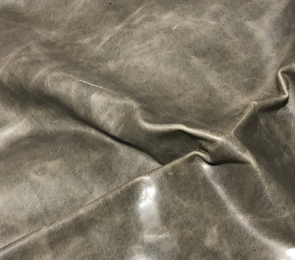 Mottled Dark Taupe Smooth Texture - Cow Hide Leather