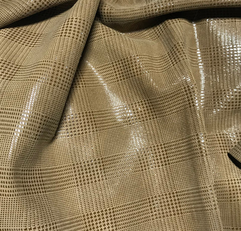 Metallic Brown Plaid - Cow Hide Leather
