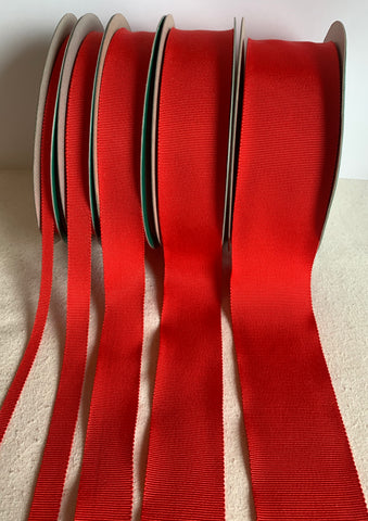 Scarlet Red 100% Rayon Petersham Ribbon (5 Widths to choose from)