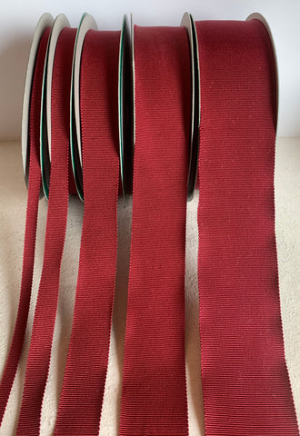 Burgundy Red 100% Rayon Petersham Ribbon (5 Widths to choose from)
