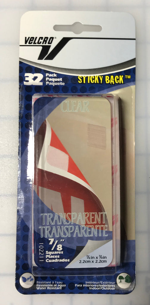 Velcro Sticky Back Squares, 7/8- Clear