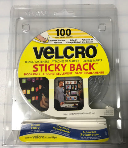 Velcro Sticky Back - 100 5/8" Coins in White