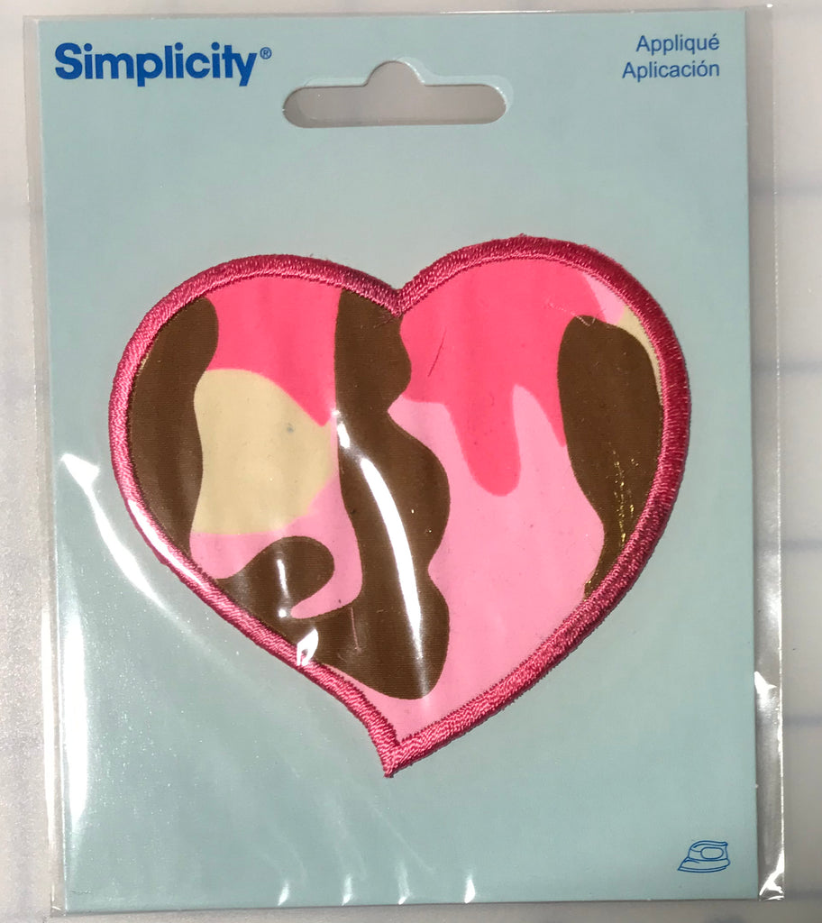 Pink Camo Heart Iron-On Applique by Simplicity