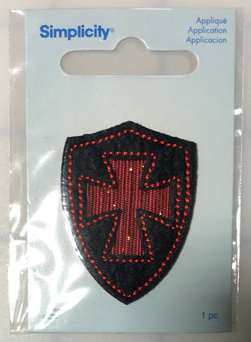 Red & Black Shield Cross - Iron-On Applique by Simplicity