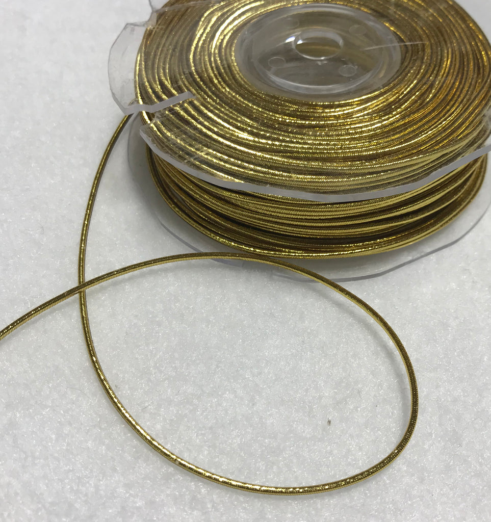 2mm Stretch Elastic Metallic Cord Made in France (Choose Gold or Silver)