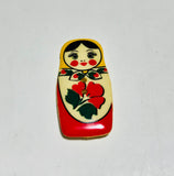 Russian Nesting Doll Matryoshka Plastic Button Red - 40mm / 1-9/16" - Dill Buttons