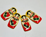 Russian Nesting Doll Matryoshka Plastic Button Red - 40mm / 1-9/16" - Dill Buttons