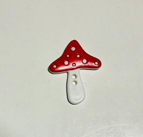 Red & White Mushroom Plastic Button - 25mm / 1" - Dill Buttons Brand