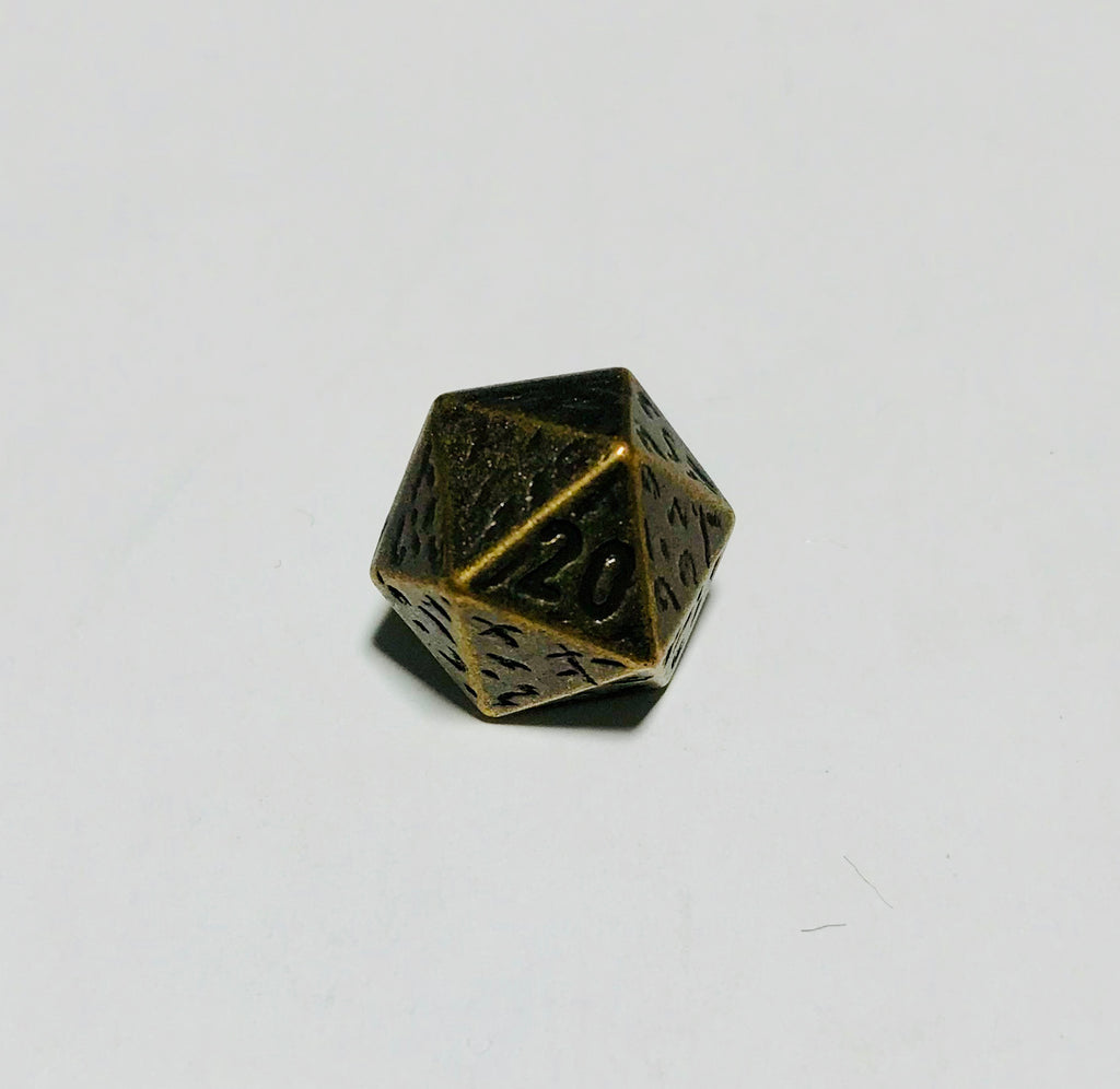 DND 20 Sided Die Dice Brass Metal Button - Dill Buttons
