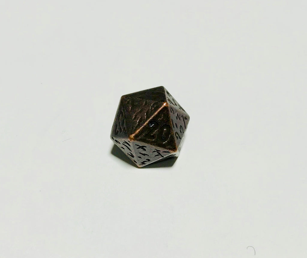 DND 20 Sided Die Dice Copper Metal Button - Dill Buttons